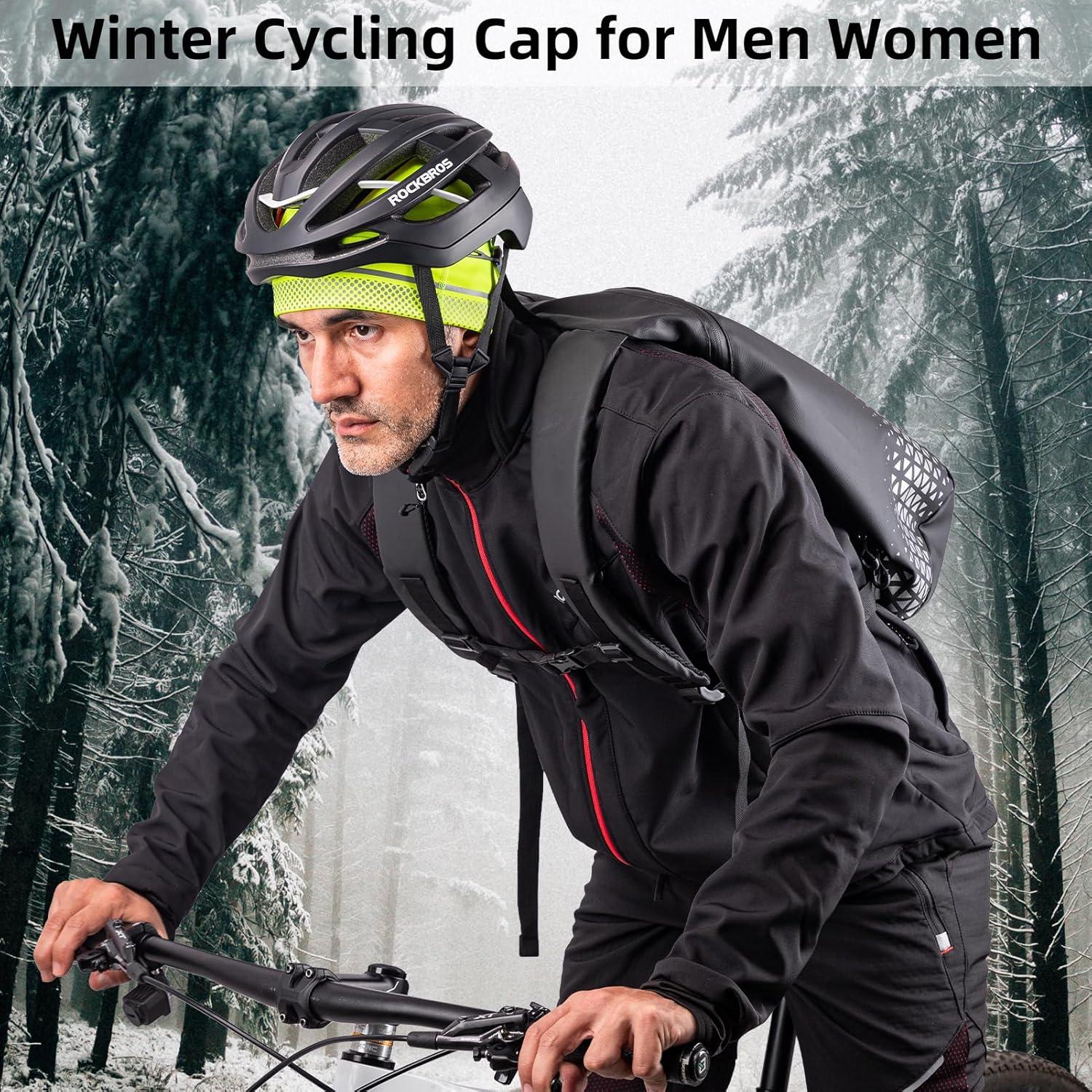 imageROCKBROS Thermal Skull Cap Winter Hats for Men Women Ear Warmers Cold Weather Gear Helmet Liner for Cycling Running SkiYellow