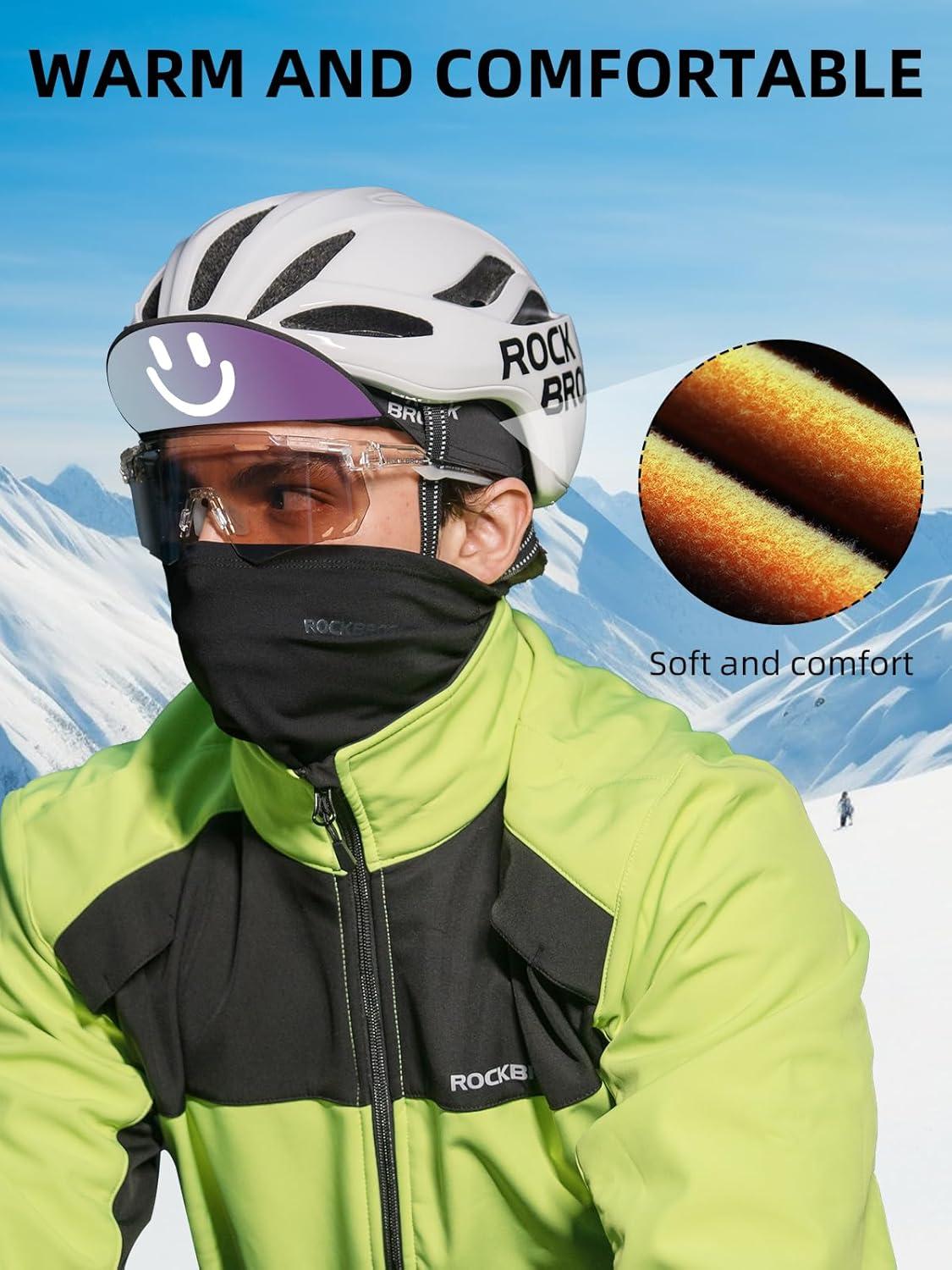 imageROCKBROS Winter Cycling Caps for Men and Women Windproof Cycling Hat Under Helmet Liner Breathable Sweat Absorbent with Sun Visor Black