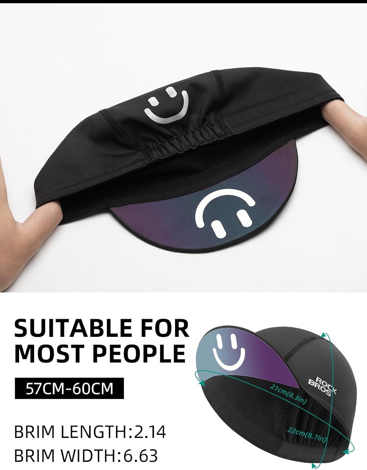 imageROCKBROS Winter Cycling Caps for Men and Women Windproof Cycling Hat Under Helmet Liner Breathable Sweat Absorbent with Sun Visor Black