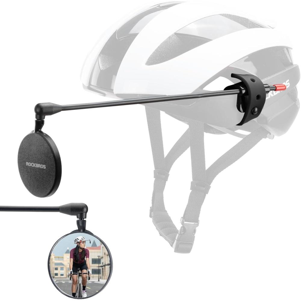imageROCKBROS Bike Helmet Mirror 55cm HD Mirror Flexible Frame Detachable Design MTB Helmet Mirror for Bicycle Cycling Helmet Bike AccessoiresBlack55cm