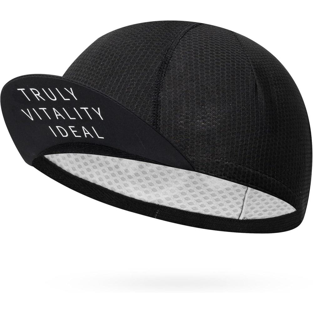 imageROCKBROS Cycling Cap Bike Cap for Women with Sun Visor Cooling Skull Cap Helmet Liner Sun Protection Running HatClassic Black