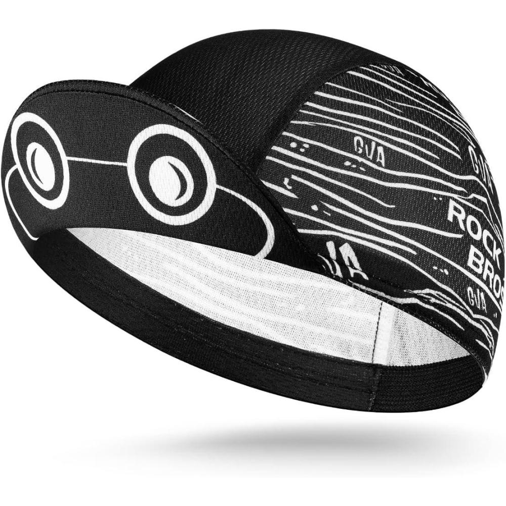 imageROCKBROS Cycling Cap Lightweight Cycling Hat with Sun Visor Breathable Under Helmet Cap Sun Protection Bike Hat CartoonA3 Black