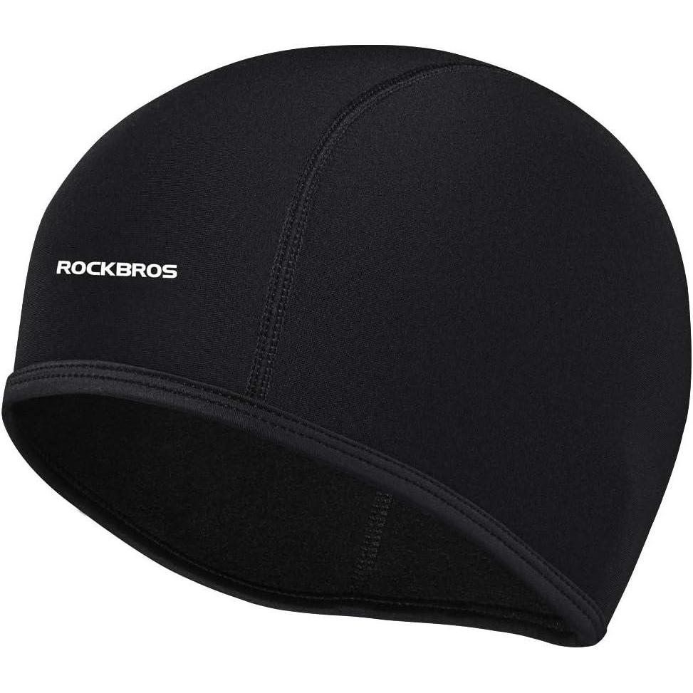 imageROCKBROS Skull Cap Mens Winter Cycling Cap Windproof Warm Fleece Thermal Hat Helmet Liner Caps Black for Hiking Skiing Riding