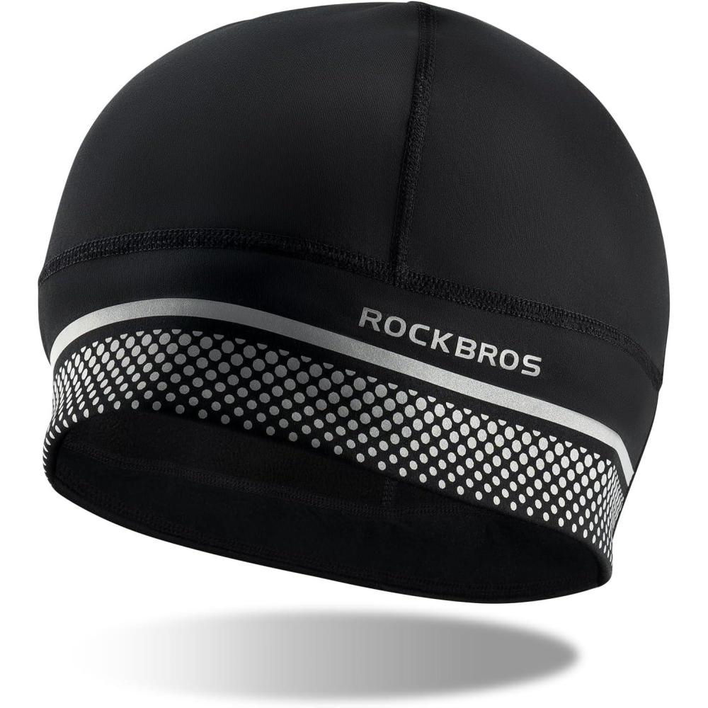 imageROCKBROS Thermal Skull Cap Winter Hats for Men Women Ear Warmers Cold Weather Gear Helmet Liner for Cycling Running SkiBlack