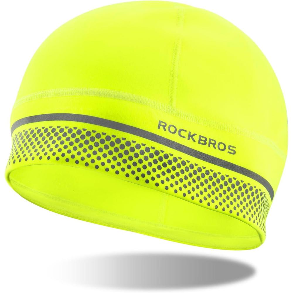 imageROCKBROS Thermal Skull Cap Winter Hats for Men Women Ear Warmers Cold Weather Gear Helmet Liner for Cycling Running SkiYellow