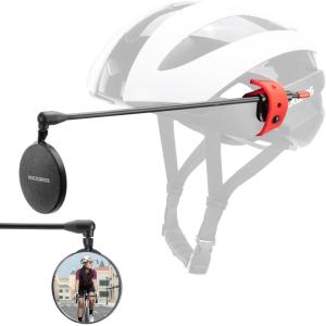 ROCKBROS Bike Helmet Mirror 5.5cm HD Mirror, Flexible Frame, Detachable Design, MTB Helmet Mirror for Bicycle Cycling Helmet, Bike Accessoires(Red-5.5cm)