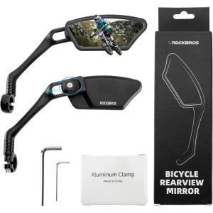 ROCKBROS Bike Mirrors for Handlebars HD Blast-Resistant Bicycle Mirror for Ebike 360 Degree Adjustable Bike Rear View Mirror Easy to Install Left and Right(black-left and right)