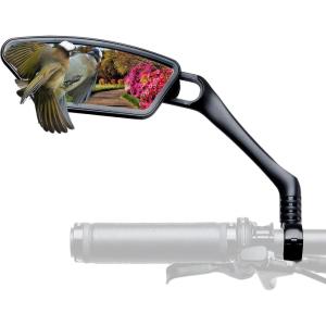 ROCKBROS Bike Mirrors for Handlebars HD Blast-Resistant Bicycle Mirror for Ebike 360 Degree Adjustable Bike Rear View Mirror Easy to Install Left and Right(black-left)
