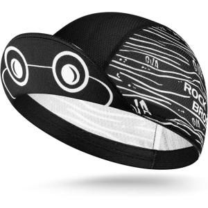 ROCKBROS Cycling Cap, Lightweight Cycling Hat with Sun Visor, Breathable Under Helmet Cap, Sun Protection Bike Hat, Cartoon(A3 – Black)