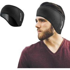 ROCKBROS Fleece Ear Warmers Earmuffs Headband Men Women for Running Skiing Cycling Warm Ear Cover for Winter Cold Weather(Black-men)