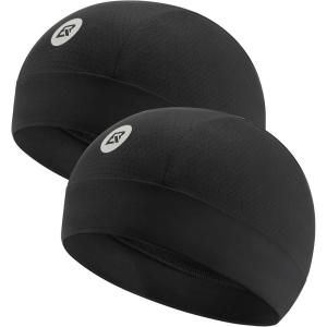 ROCKBROS Skull Cap Cooling Helmet Liner Beanie, Mesh Cycling Running Hat for Men Women, Fits Under Helmets Black