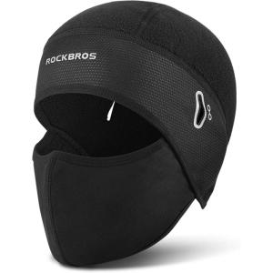 ROCKBROS Skull Cap Helmet Liner with Glasses Holes Winter Thermal Cycling Cap Cycling Hat Beanie Black