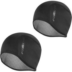 ROCKBROS Skull Cap Men & Women Thermal Cycling Helmet Liner Moisture Wicking Motorcycle Running Hat,Fits Under Helmets(Black*2)