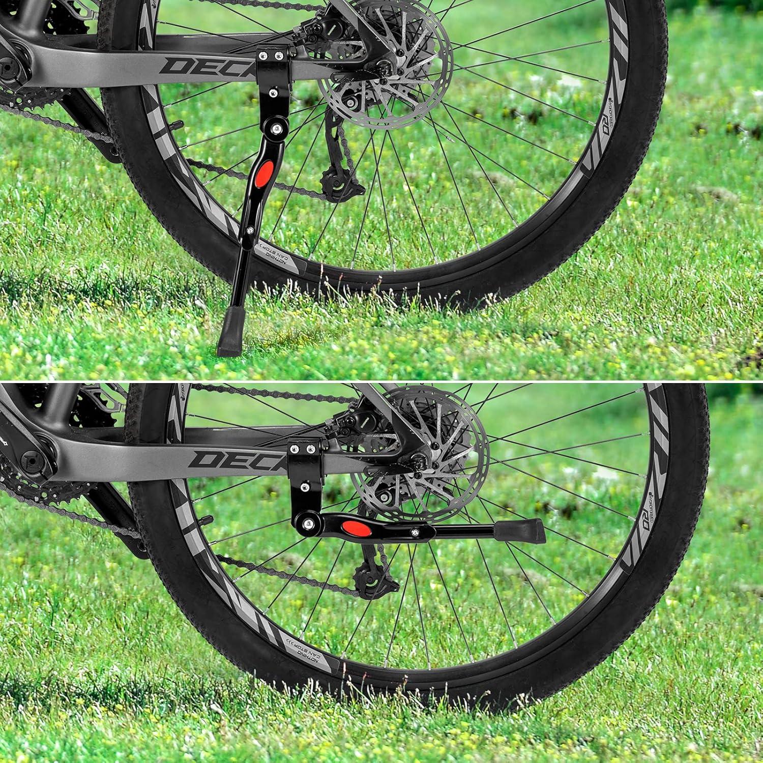 imageROCKBROS Bike Kickstand Adjustable Bike Rear Mount Kickstand Bike Side Aluminium Alloy Adults Kick Stand for 2228 Inch Mountain Road Bikes