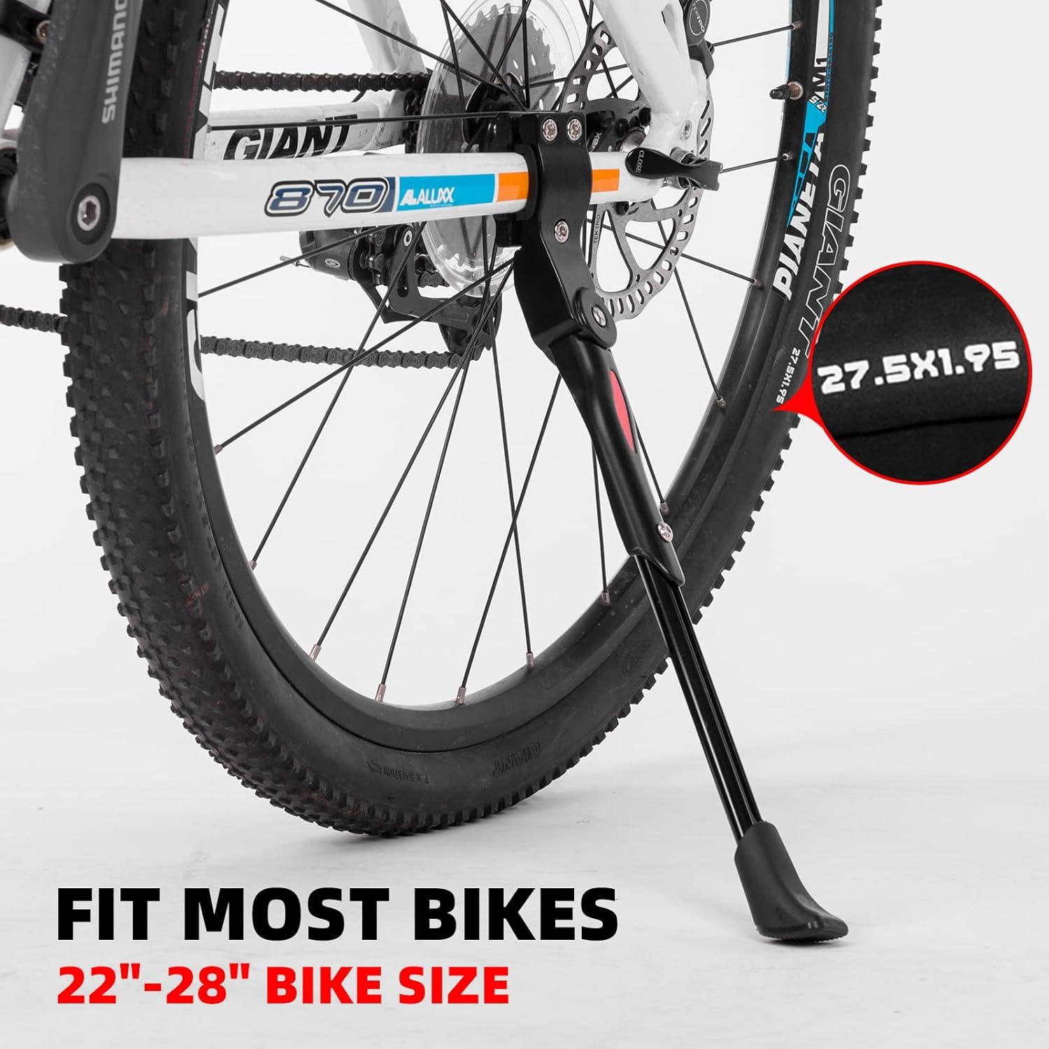 imageROCKBROS Bike Kickstand Adjustable Bike Rear Mount Kickstand Bike Side Aluminium Alloy Adults Kick Stand for 2228 Inch Mountain Road Bikes