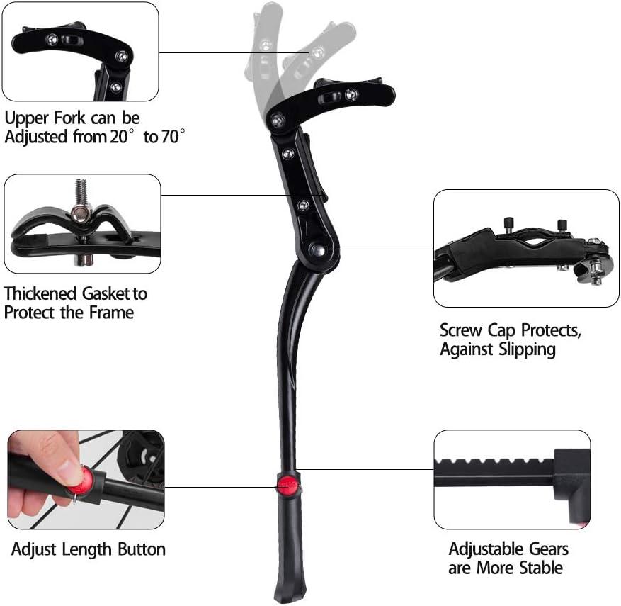 imageROCKBROS Bike Kickstand for Mountain Bike Bicycle Kickstand Adults 24 inch to 28 inch Adjustable Bike Side Stand