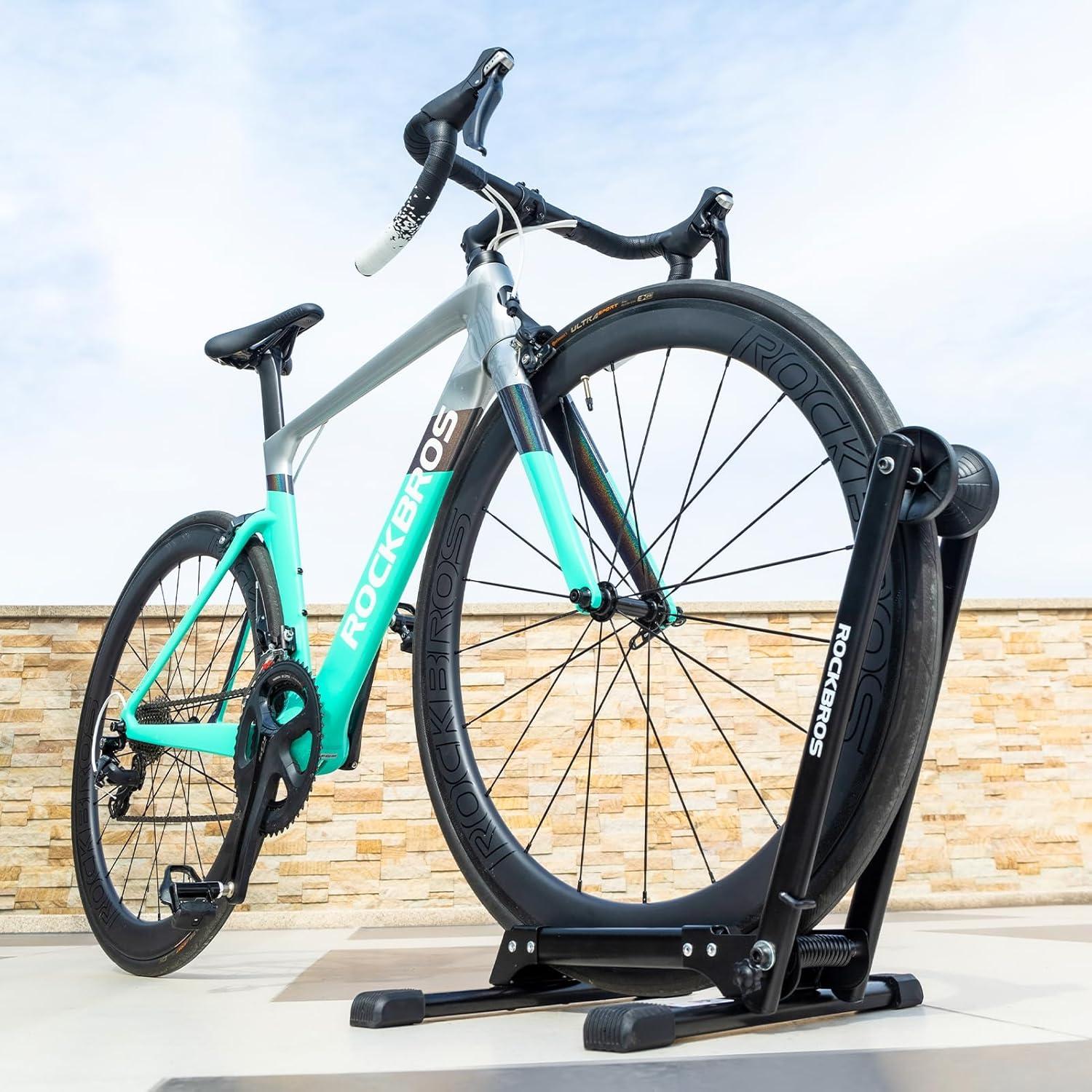 imageROCKBROS Bike Stand Floor Stable Bike Storage Rack Bicycle Parking Stand for Mountain and Road Bike Indoor and Outdoor