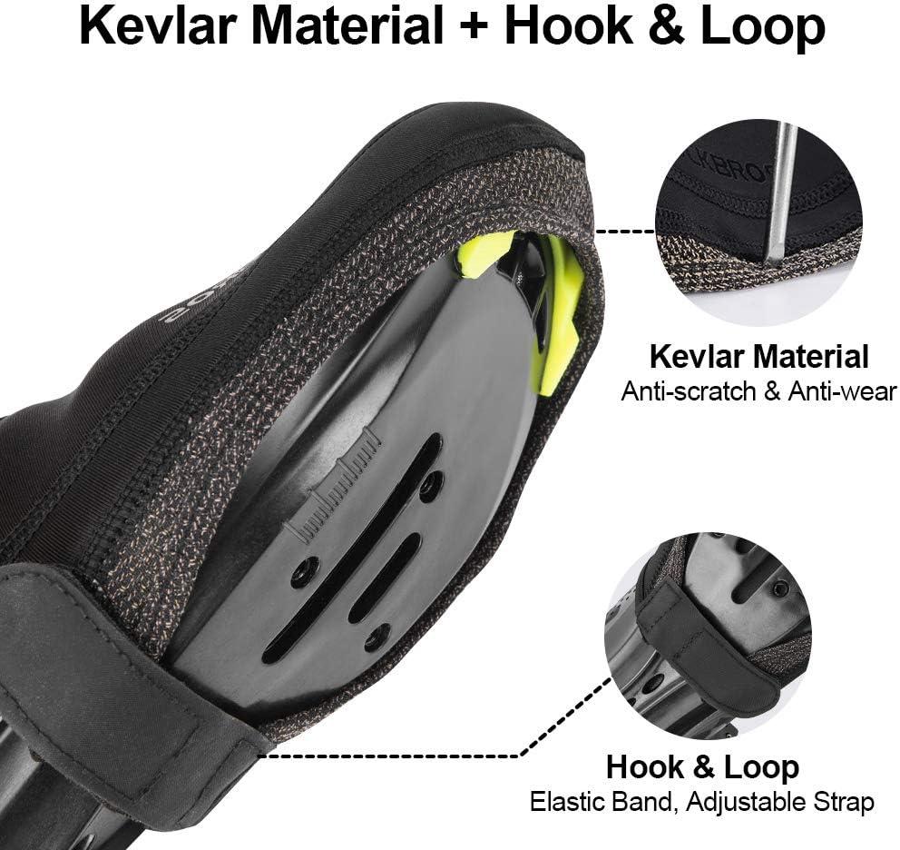 imageROCKBROS Cycling Shoe Covers Bike Toe Covers Winter Toe Warmers Cycling Overshoes Protectors Kevlar Black 1 PairLarge Wide