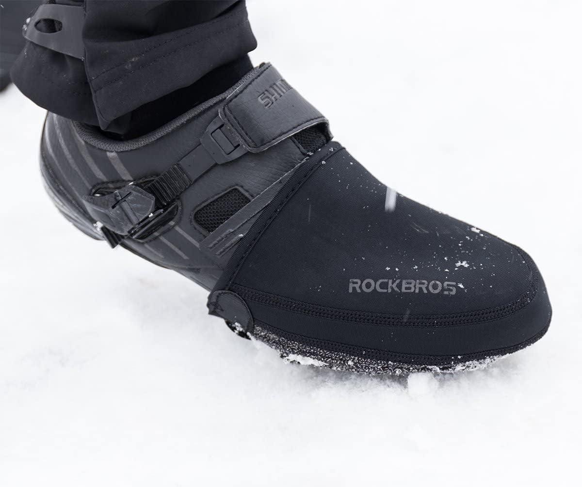 imageROCKBROS Cycling Shoe Covers Bike Toe Covers Winter Toe Warmers Cycling Overshoes Protectors Kevlar Black 1 PairSmall