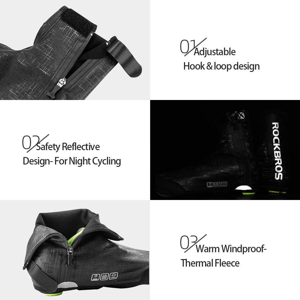 imageROCKBROS Cycling Shoe Covers Thermal Bike Shoe Covers Windproof Shoe Warmers Overshoes Mountain Road Bike Shoes Covers FleeceBlack