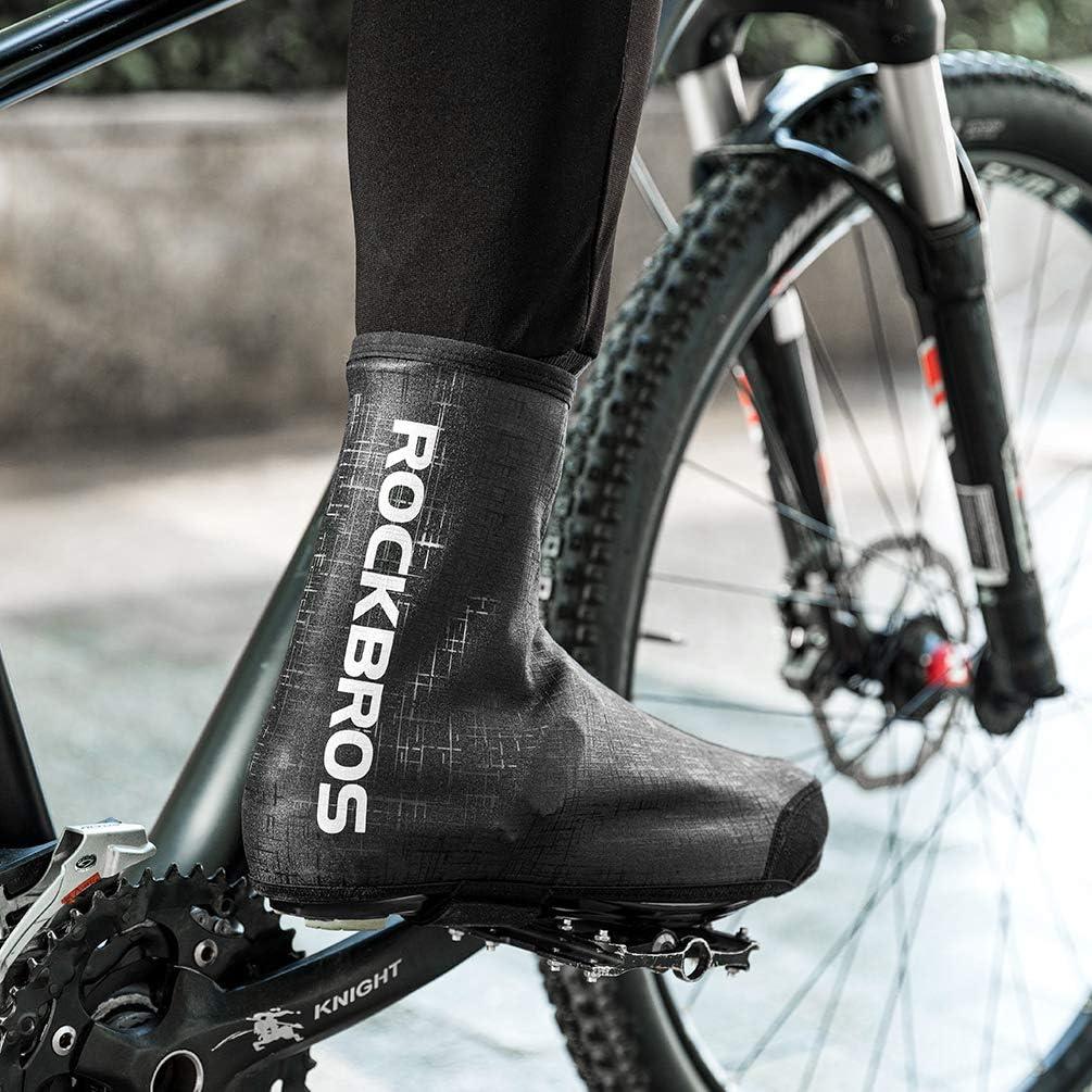 imageROCKBROS Cycling Shoe Covers Thermal Bike Shoe Covers Windproof Shoe Warmers Overshoes Mountain Road Bike Shoes Covers FleeceBlack