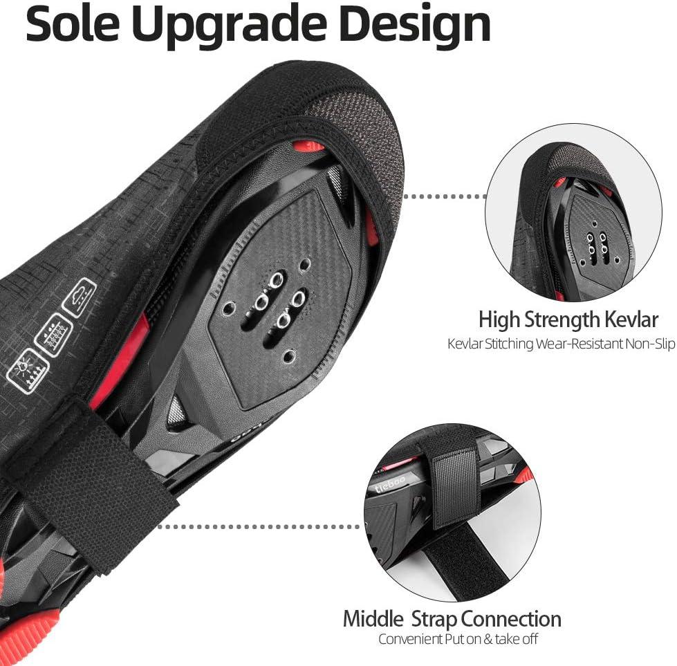 imageROCKBROS Cycling Shoe Covers Thermal Bike Shoe Covers Windproof Shoe Warmers Overshoes Mountain Road Bike Shoes Covers FleeceBlack