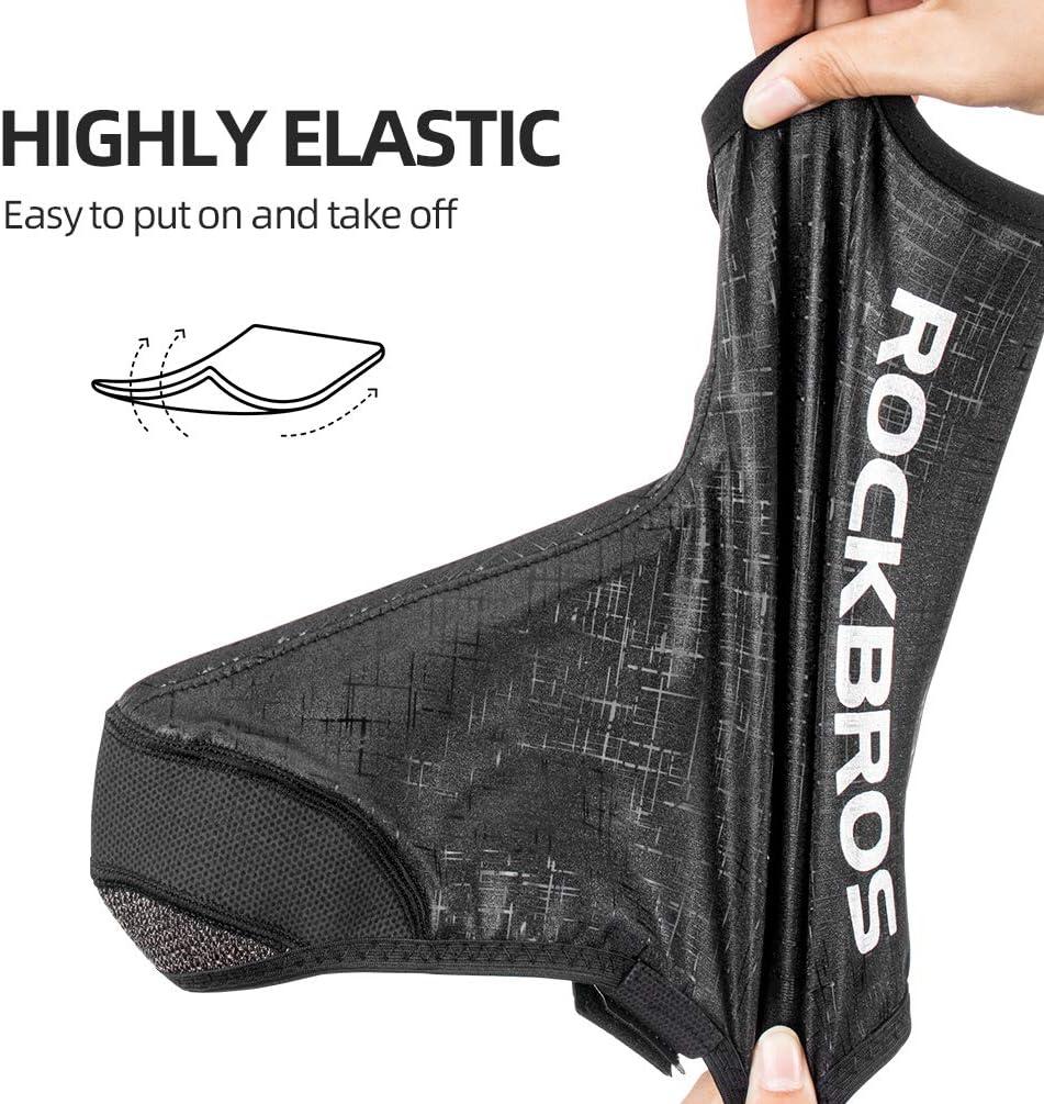 imageROCKBROS Cycling Shoe Covers Thermal Bike Shoe Covers Windproof Shoe Warmers Overshoes Mountain Road Bike Shoes Covers FleeceBlack