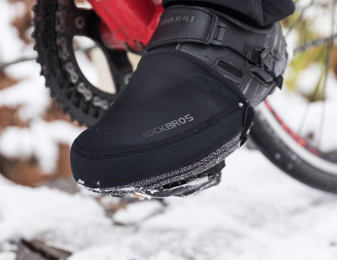 imageROCKBROS Cycling Shoe Covers Thermal Shoes Toe Cover Windproof Half Shoecover WaterResistant for Mountain Road Cycling Shoes BlackBlack