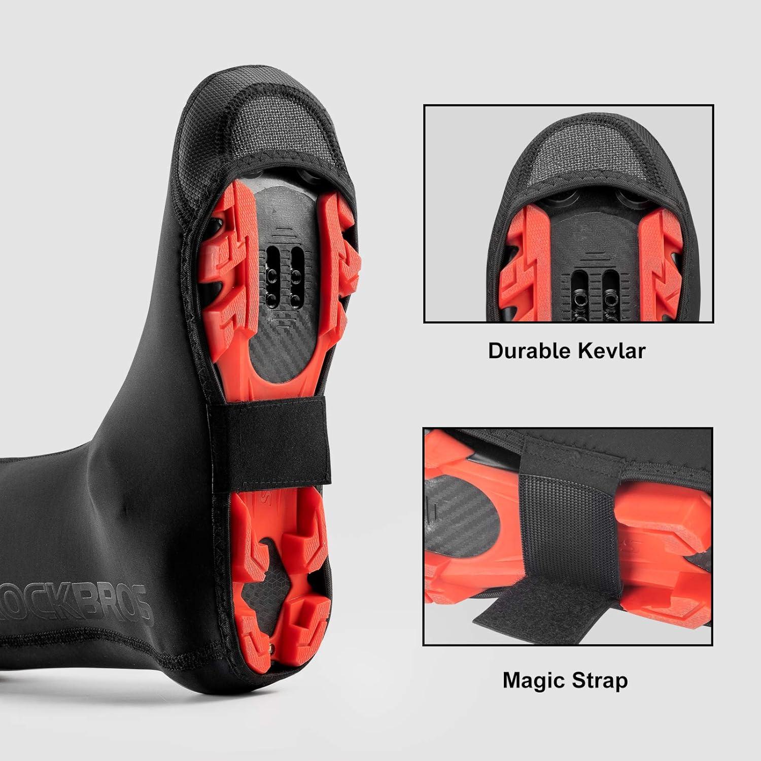 imageROCKBROS Cycling Shoe Covers Warm Bike Shoe Cover Warmer Water Resistant Windproof Bicycle Overshoes for Mountain Road Bike ShoesBlack