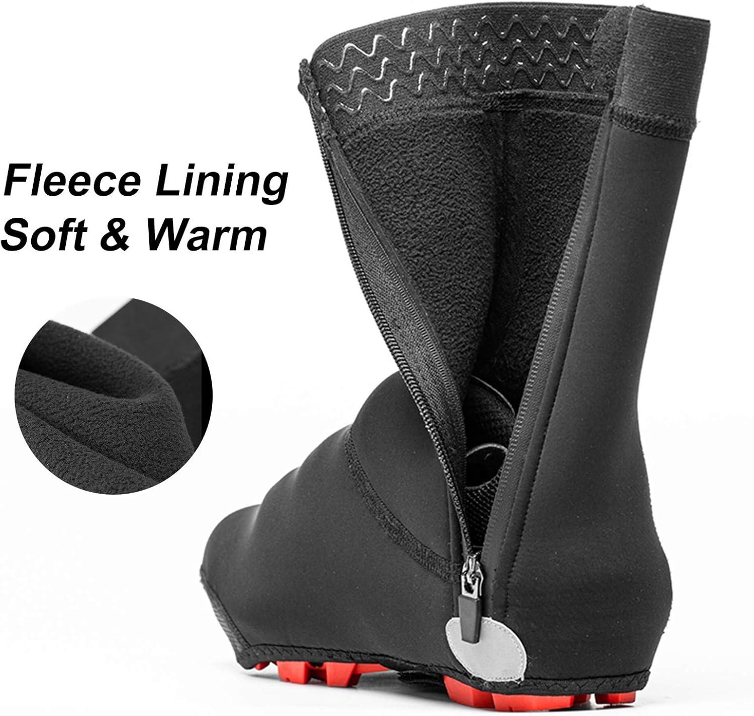 imageROCKBROS Cycling Shoe Covers Warm Bike Shoe Cover Warmer Water Resistant Windproof Bicycle Overshoes for Mountain Road Bike ShoesBlack