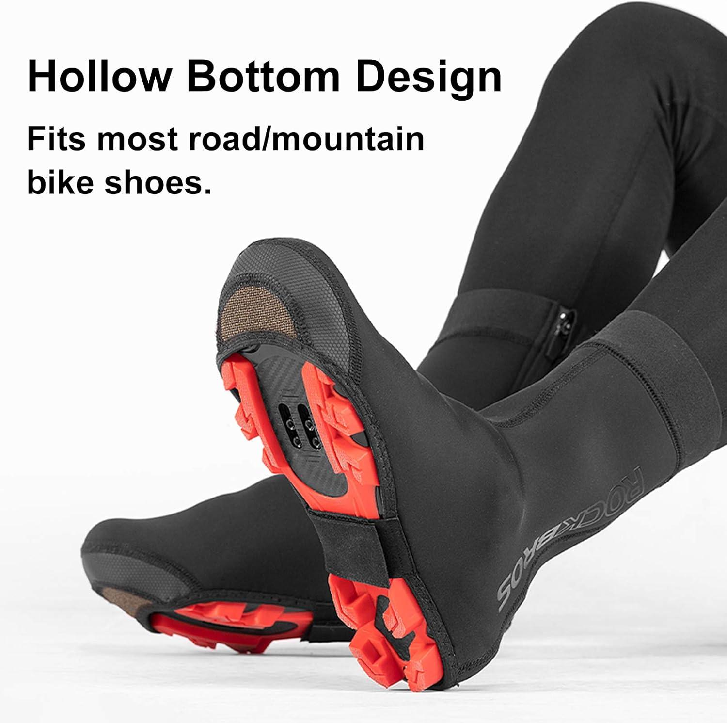 imageROCKBROS Cycling Shoe Covers Warm Bike Shoe Cover Warmer Water Resistant Windproof Bicycle Overshoes for Mountain Road Bike ShoesBlack
