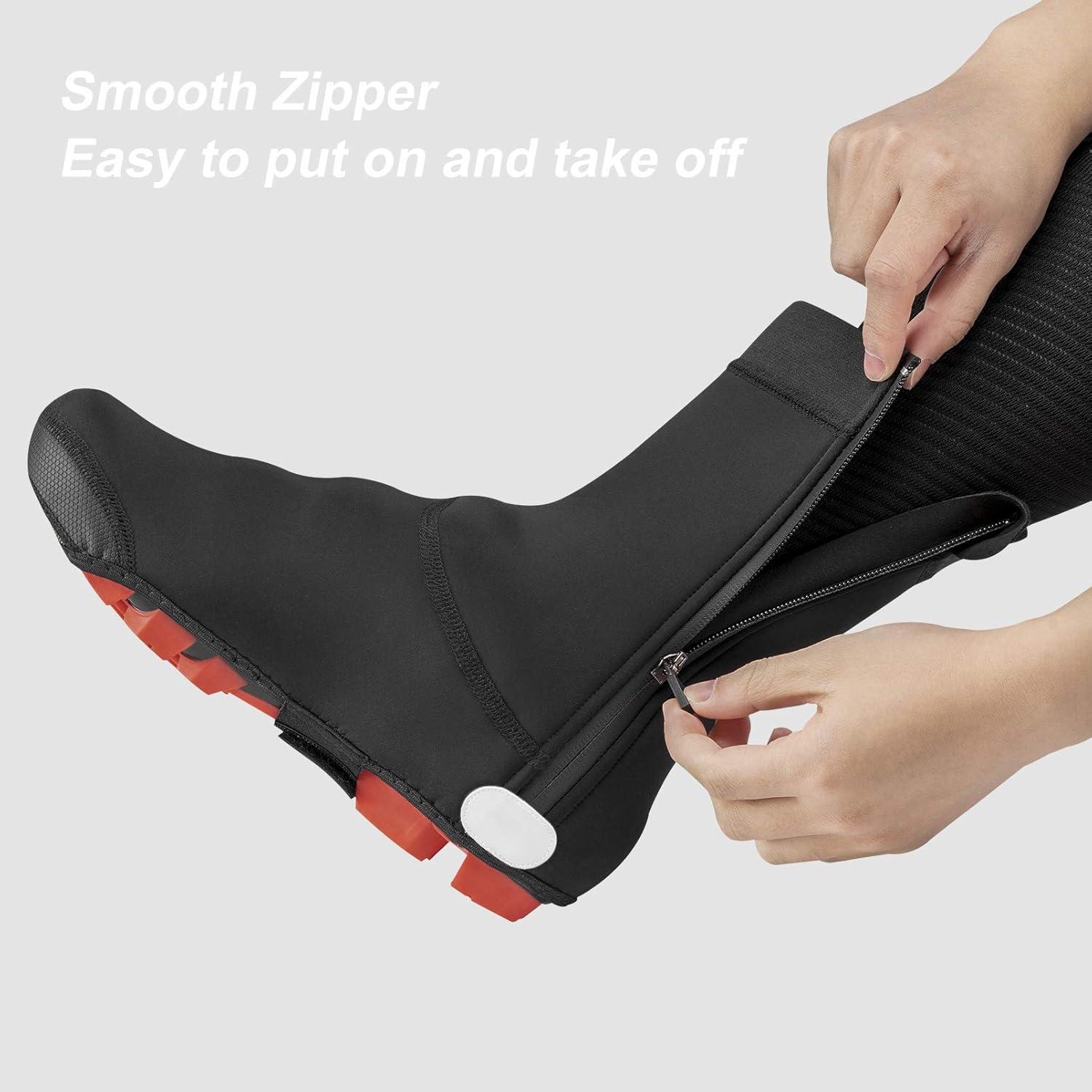 imageROCKBROS Cycling Shoe Covers Warm Bike Shoe Cover Warmer Water Resistant Windproof Bicycle Overshoes for Mountain Road Bike ShoesBlack