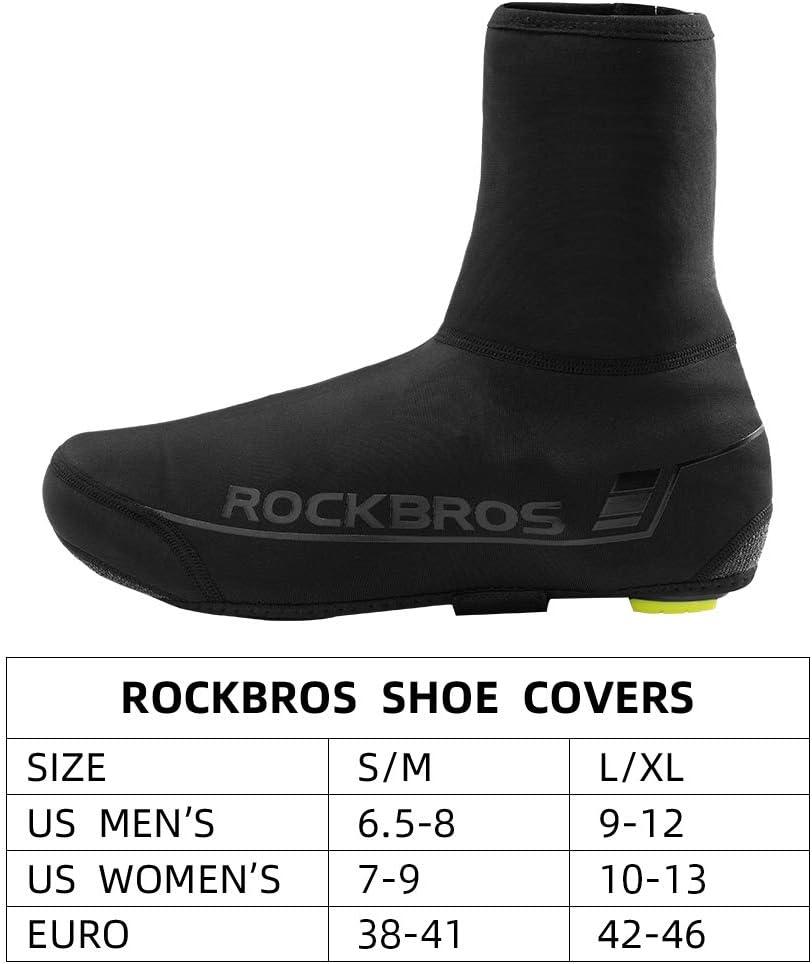 imageROCKBROS Cycling Shoe Covers Winter Shoes Cover Warmer Water Resistant Thermal Bike Shoes Cover Windproof Bicycle Overshoes Shoescover for Men WomenBlack