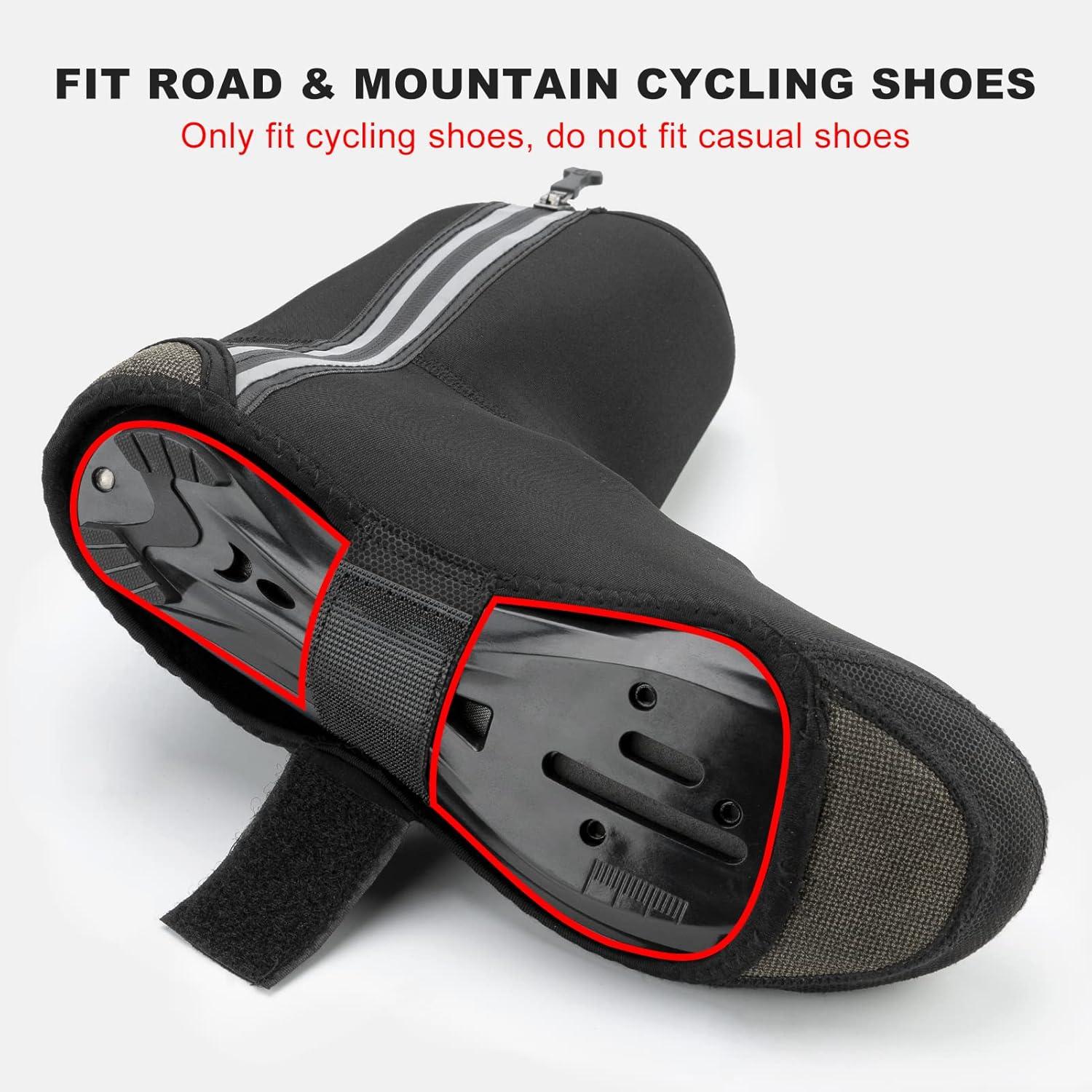 imageROCKBROS Cycling Shoe Covers Winter Shoes Cover Warmer Water Resistant Thermal Bike Shoes Cover Windproof Bicycle Overshoes Shoescover for Men WomenBlack