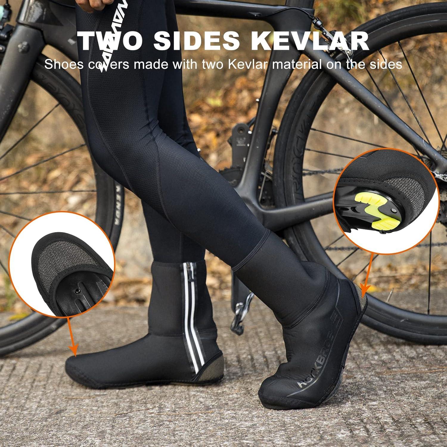 imageROCKBROS Cycling Shoe Covers Winter Shoes Cover Warmer Water Resistant Thermal Bike Shoes Cover Windproof Bicycle Overshoes Shoescover for Men WomenBlack