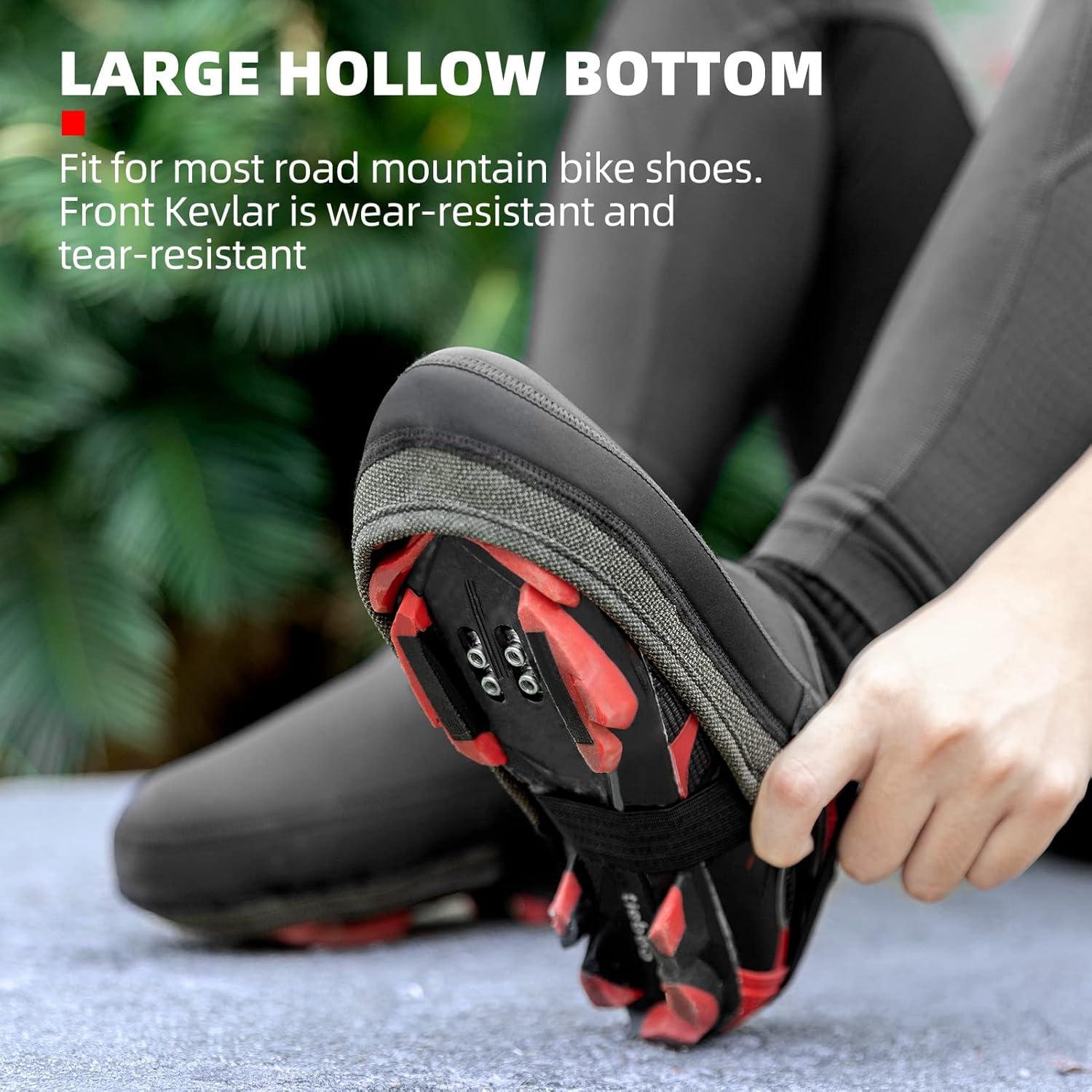 imageROCKBROS Cycling Shoe Toe Covers Cold Weather Bike Overshoes Thermal Bicycle Shoe Toe Protector Cover Kevlar for Men WomenBlack