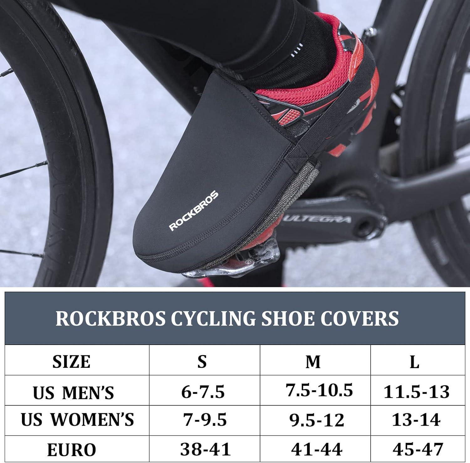 imageROCKBROS Cycling Shoe Toe Covers Cold Weather Bike Overshoes Thermal Bicycle Shoe Toe Protector Cover Kevlar for Men WomenBlack