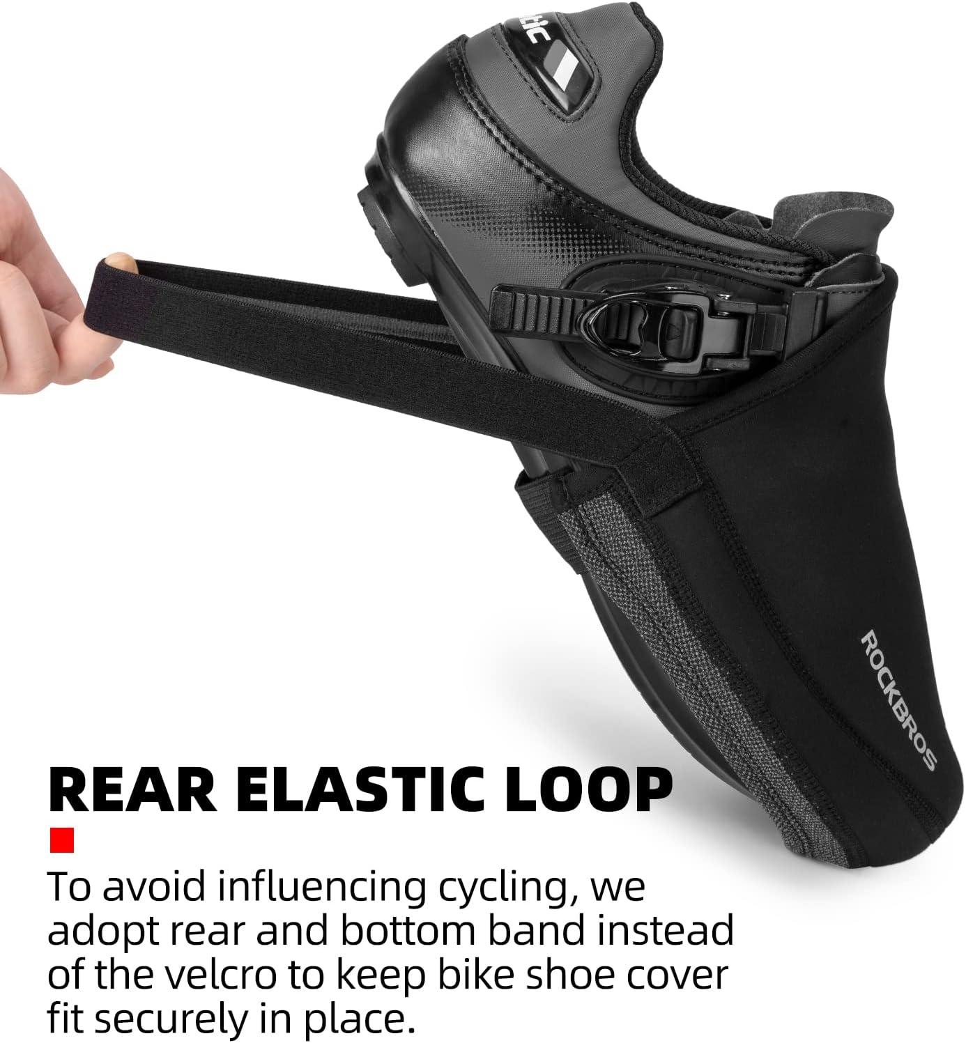 imageROCKBROS Cycling Shoe Toe Covers Cold Weather Bike Overshoes Thermal Bicycle Shoe Toe Protector Cover Kevlar for Men WomenBlack