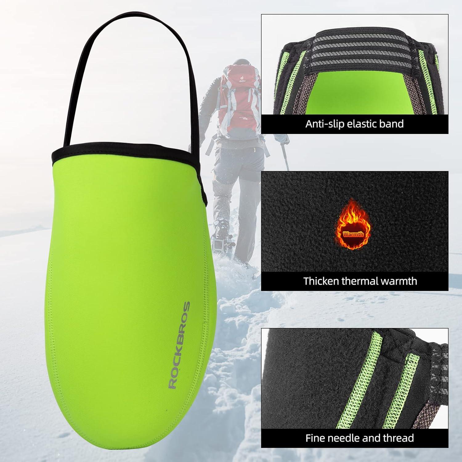 imageROCKBROS Cycling Shoe Toe Covers Cold Weather Bike Overshoes Thermal Bicycle Shoe Toe Protector Cover Kevlar for Men WomenGreen