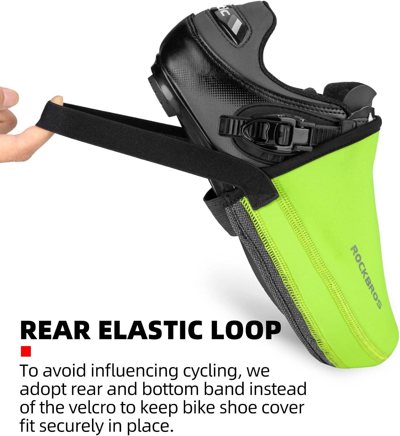 imageROCKBROS Cycling Shoe Toe Covers Cold Weather Bike Overshoes Thermal Bicycle Shoe Toe Protector Cover Kevlar for Men WomenGreen