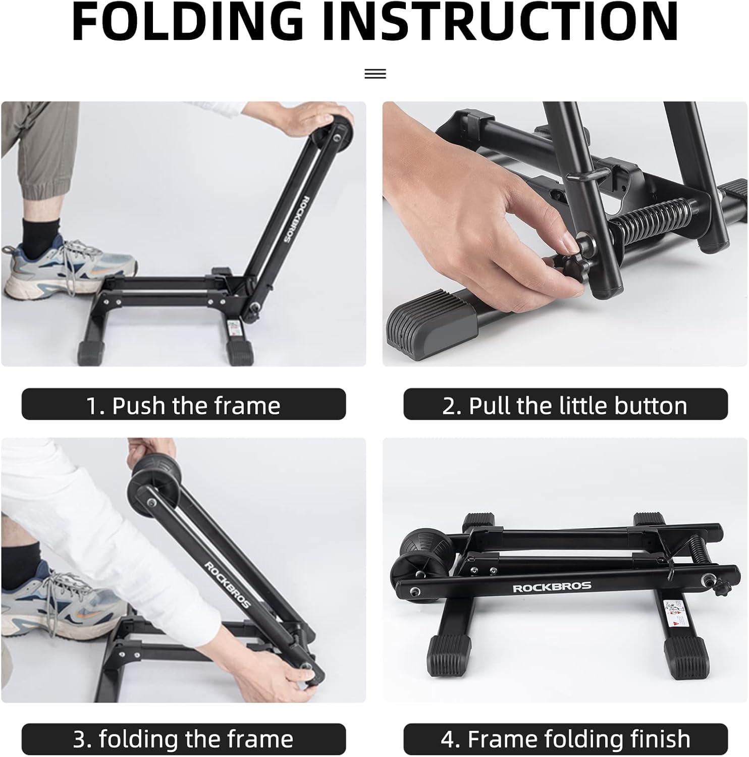 imageROCKBROS Foldable Bike Stand Floor Bike Parking Stand Bicycle Rack for 2029 Mountain Road Indoor Outdoor Garage Storage