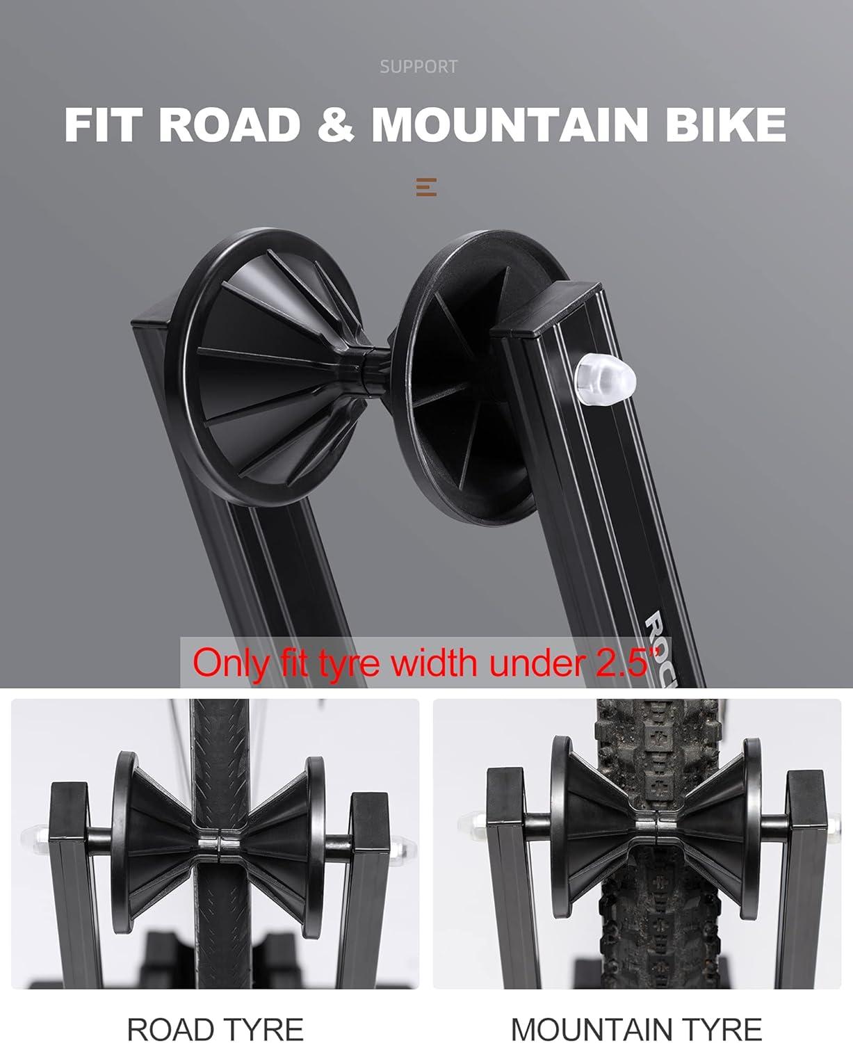 imageROCKBROS Foldable Bike StandPortable Floor Rack for Road MTB Gravel amp City Bikes Lightweight Indoor Parking Wheel Holder for Apartment amp Garage Fits 2029 Wheels No Assembly BlackBlack