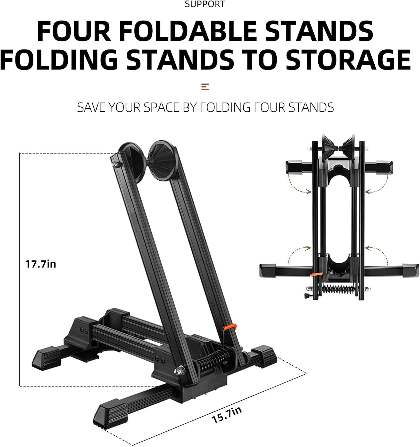 imageROCKBROS Foldable Bike StandPortable Floor Rack for Road MTB Gravel amp City Bikes Lightweight Indoor Parking Wheel Holder for Apartment amp Garage Fits 2029 Wheels No Assembly BlackBlack
