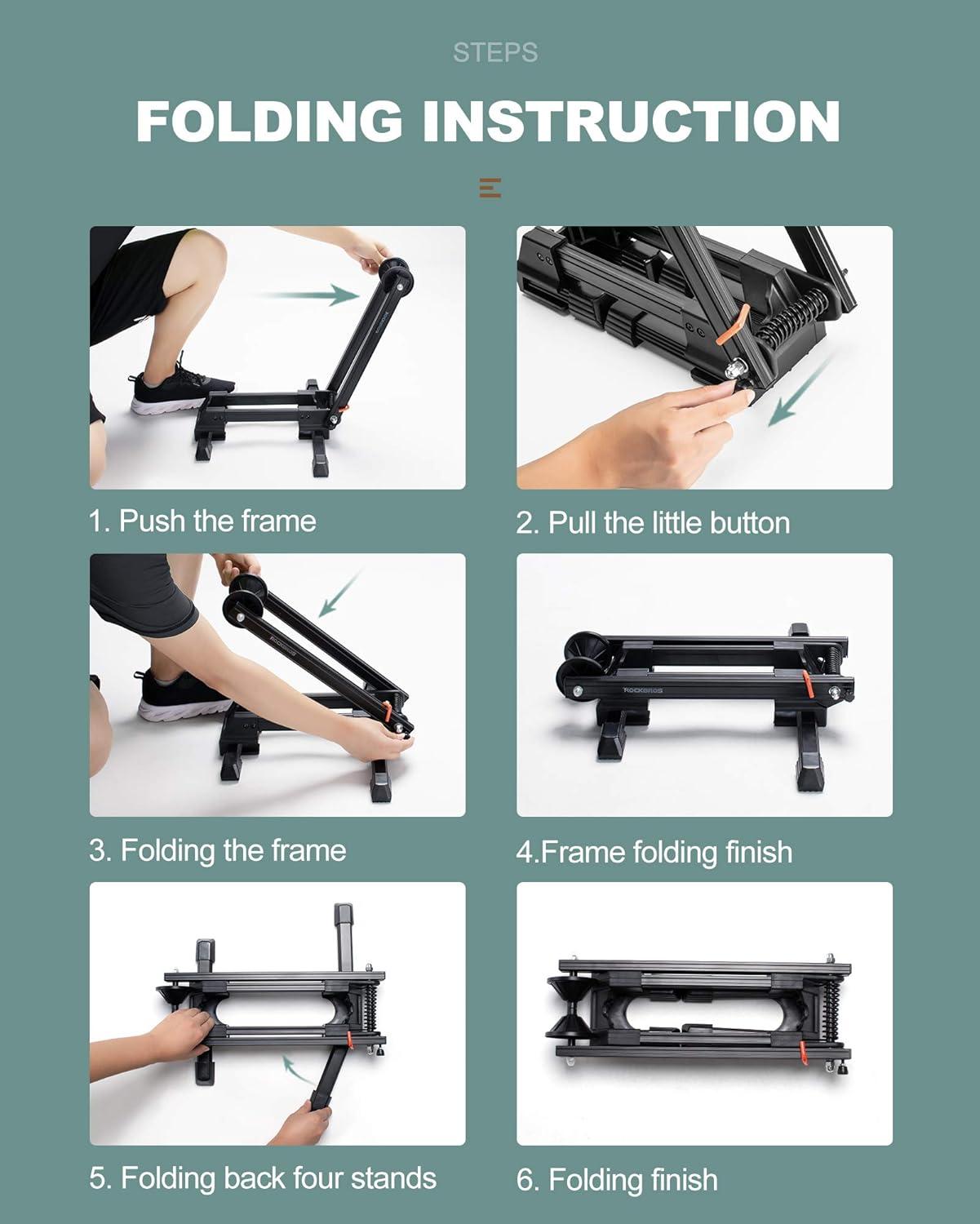 imageROCKBROS Foldable Bike StandPortable Floor Rack for Road MTB Gravel amp City Bikes Lightweight Indoor Parking Wheel Holder for Apartment amp Garage Fits 2029 Wheels No Assembly BlackBlack