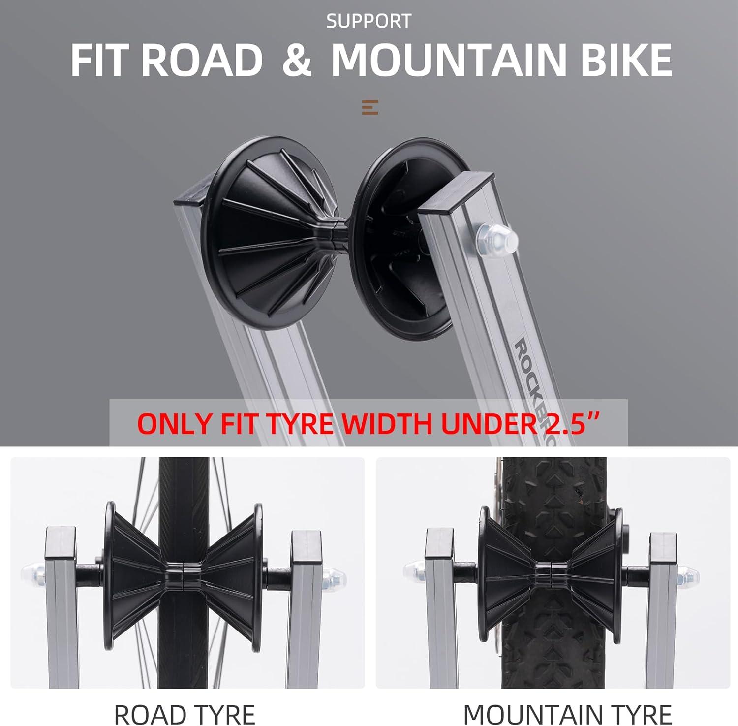 imageROCKBROS Foldable Bike StandPortable Floor Rack for Road MTB Gravel amp City Bikes Lightweight Indoor Parking Wheel Holder for Apartment amp Garage Fits 2029 Wheels No Assembly BlackWhite