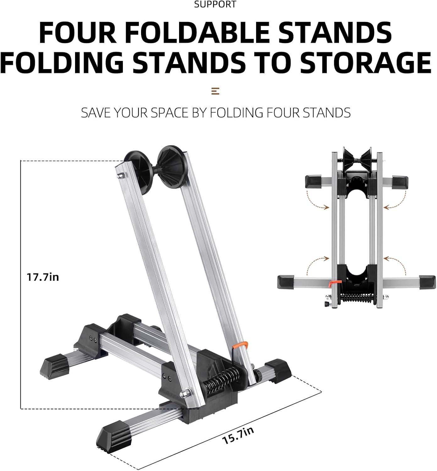imageROCKBROS Foldable Bike StandPortable Floor Rack for Road MTB Gravel amp City Bikes Lightweight Indoor Parking Wheel Holder for Apartment amp Garage Fits 2029 Wheels No Assembly BlackWhite