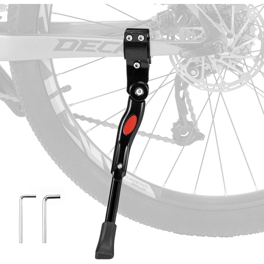 imageROCKBROS Bike Kickstand Adjustable Bike Rear Mount Kickstand Bike Side Aluminium Alloy Adults Kick Stand for 2228 Inch Mountain Road Bikes
