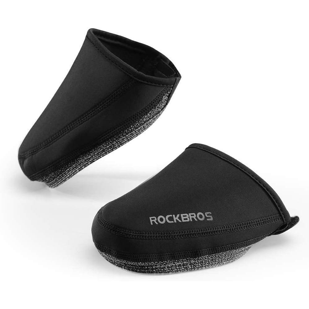 imageROCKBROS Cycling Shoe Covers Thermal Shoes Toe Cover Windproof Half Shoecover WaterResistant for Mountain Road Cycling Shoes BlackBlack
