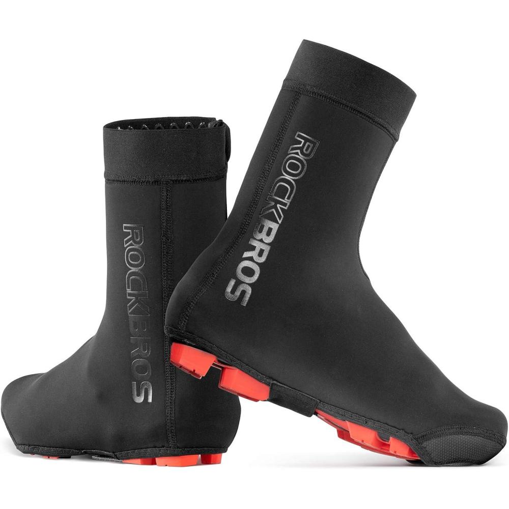 imageROCKBROS Cycling Shoe Covers Warm Bike Shoe Cover Warmer Water Resistant Windproof Bicycle Overshoes for Mountain Road Bike ShoesBlack