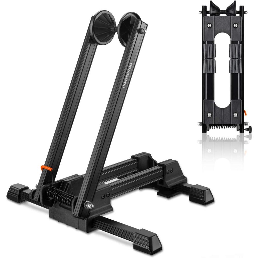 imageROCKBROS Foldable Bike StandPortable Floor Rack for Road MTB Gravel amp City Bikes Lightweight Indoor Parking Wheel Holder for Apartment amp Garage Fits 2029 Wheels No Assembly BlackBlack